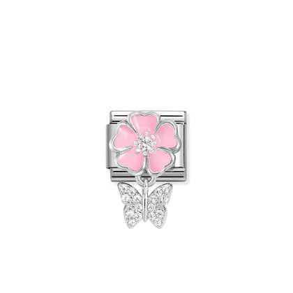 Nomination - Pink Flower and Butterfly Charm