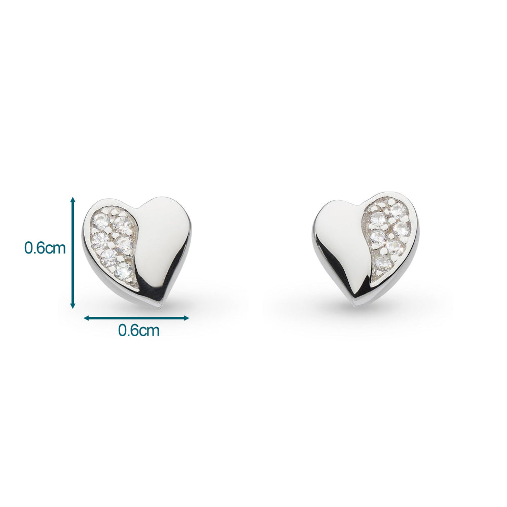 Kit Heath - Miniatures Sweet Heart Pavé Stud Earrings - Silver