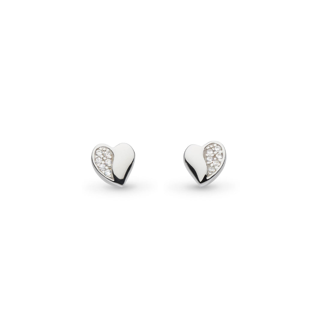 Kit Heath - Miniatures Sweet Heart Pavé Stud Earrings - Silver