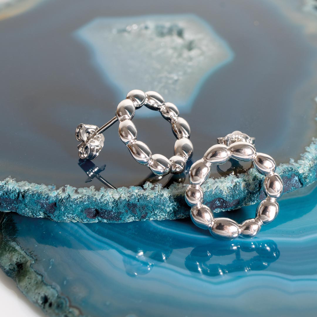 Kit Heath - Coast Pebble Ridge Stud Earrings - Silver