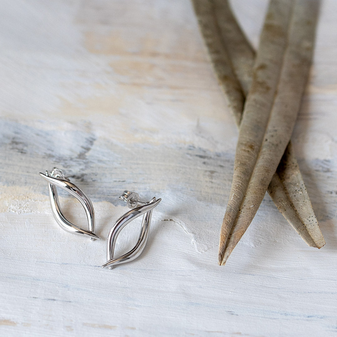 Kit Heath - Entwine Twine Twist Link Stud Earrings - Silver