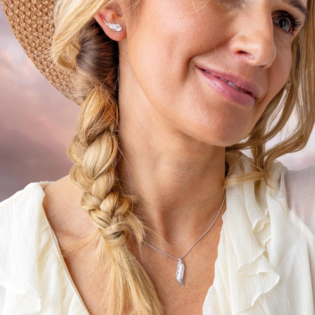 Kit Heath - Feather Wisp Stud Earrings - Silver