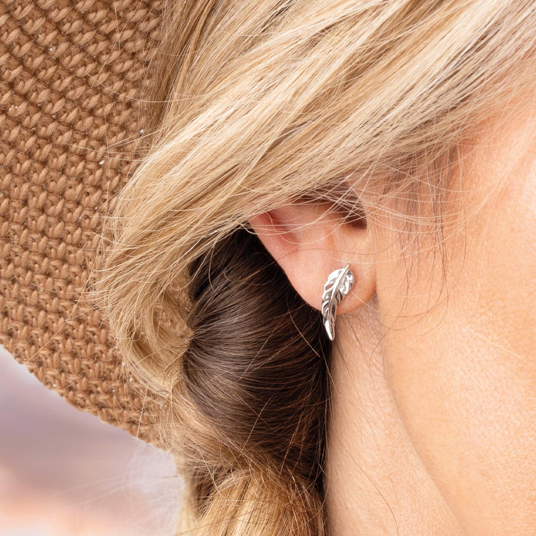 Kit Heath - Feather Wisp Stud Earrings - Silver