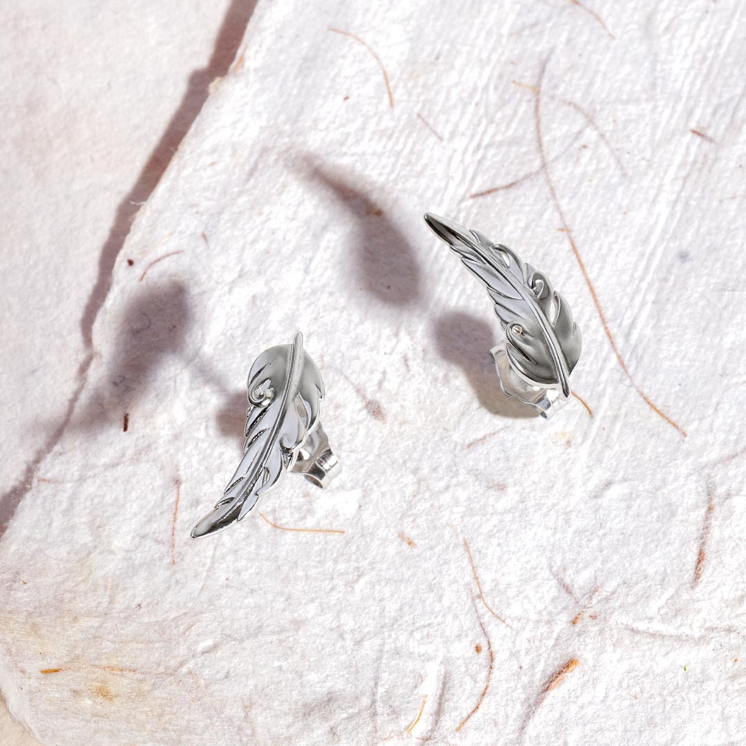 Kit Heath - Feather Wisp Stud Earrings - Silver
