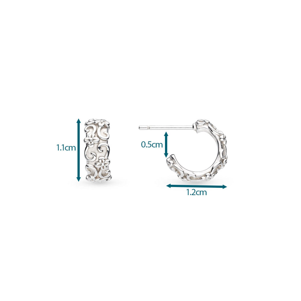 Kit Heath - Blossom Flyte Honey Flower Chunky Hoop Earrings - Silver