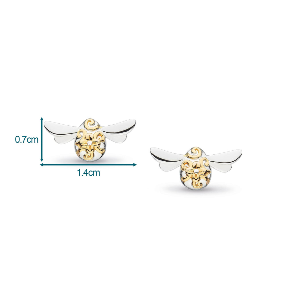 Kit Heath - Blossom Flyte Honey Bee Stud Earrings - Silver