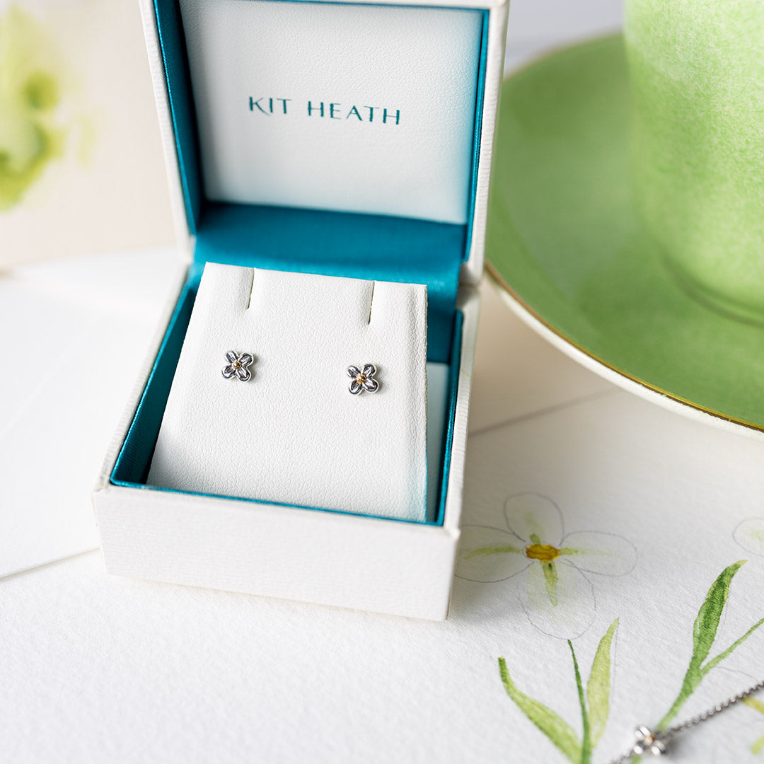 Kit Heath - Blossom Flyte Honey Flower Stud Earrings - Silver