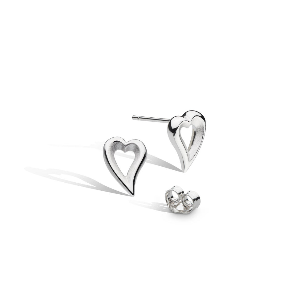 Kit Heath - Desire Love Story Heart Stud Earrings - Silver