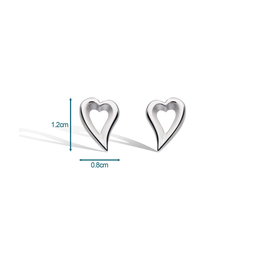 Kit Heath - Desire Love Story Heart Stud Earrings - Silver