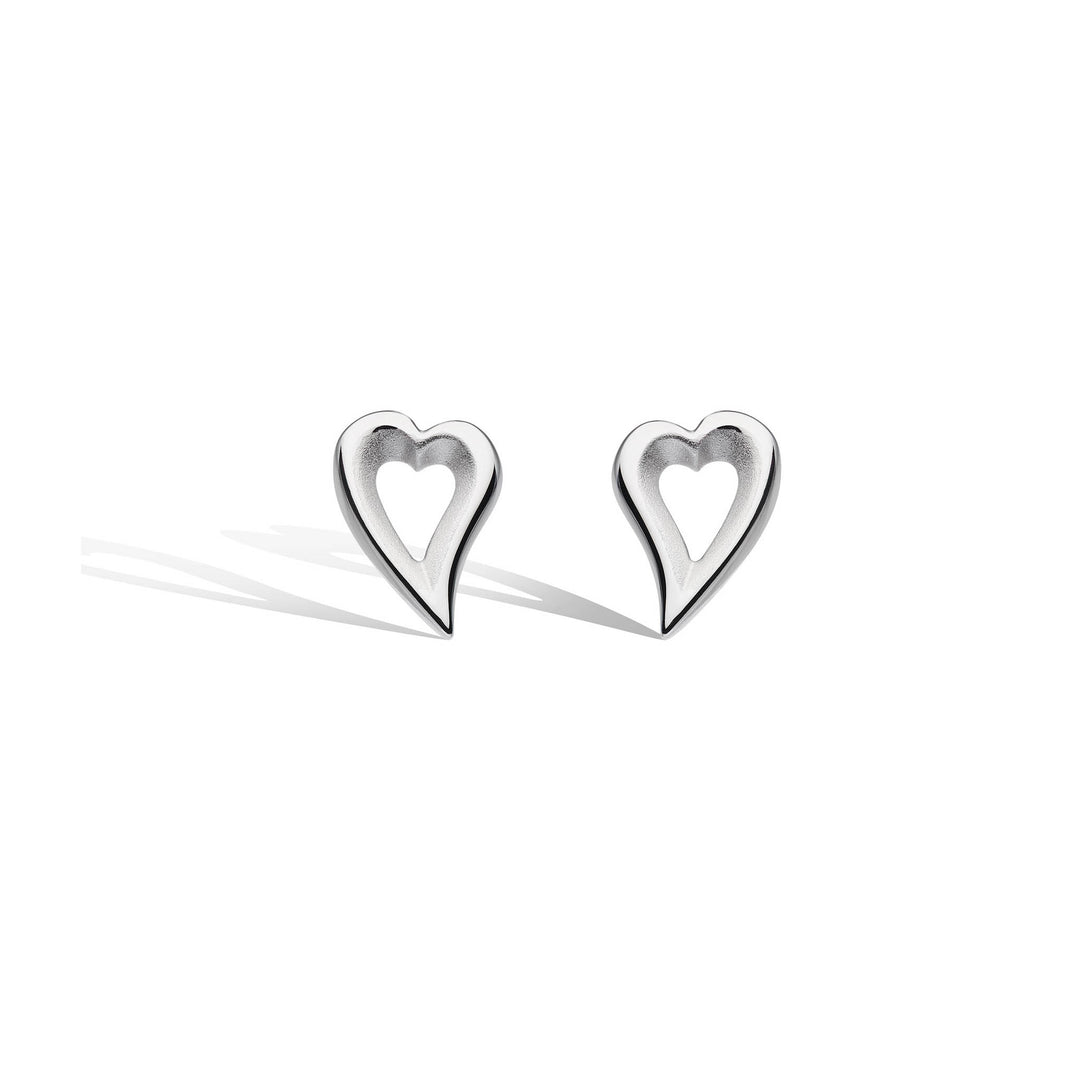 Kit Heath - Desire Love Story Heart Stud Earrings - Silver
