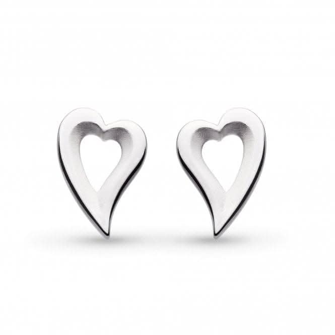 Kit Heath - Desire Love Story Heart Grande Stud Earrings - Silver
