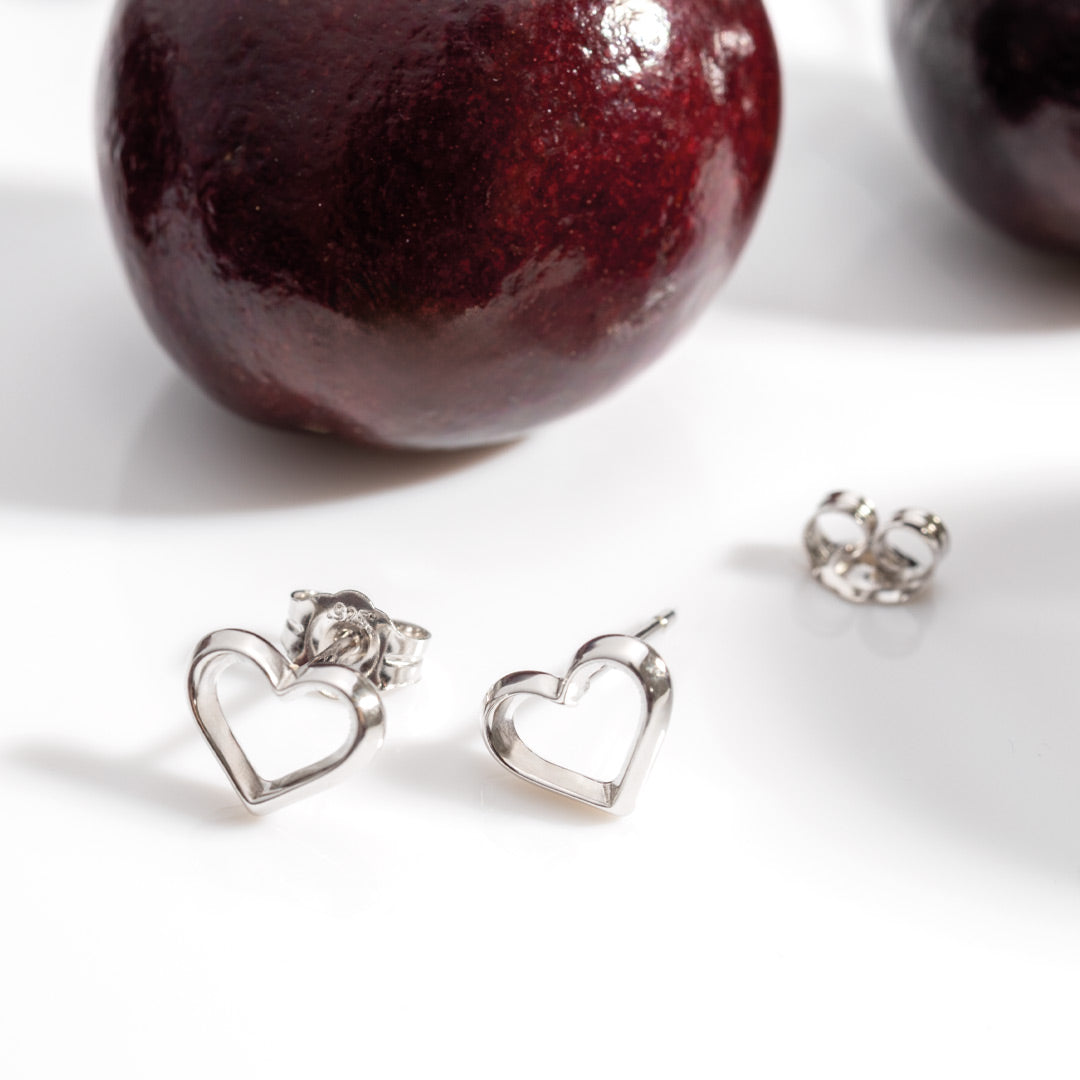 Kit Heath - Love Silver Heart Stud Earrings - Silver