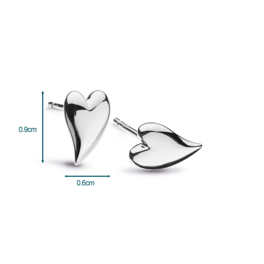 Kit Heath - Desire Kiss Mini Heart Stud Earrings - Silver