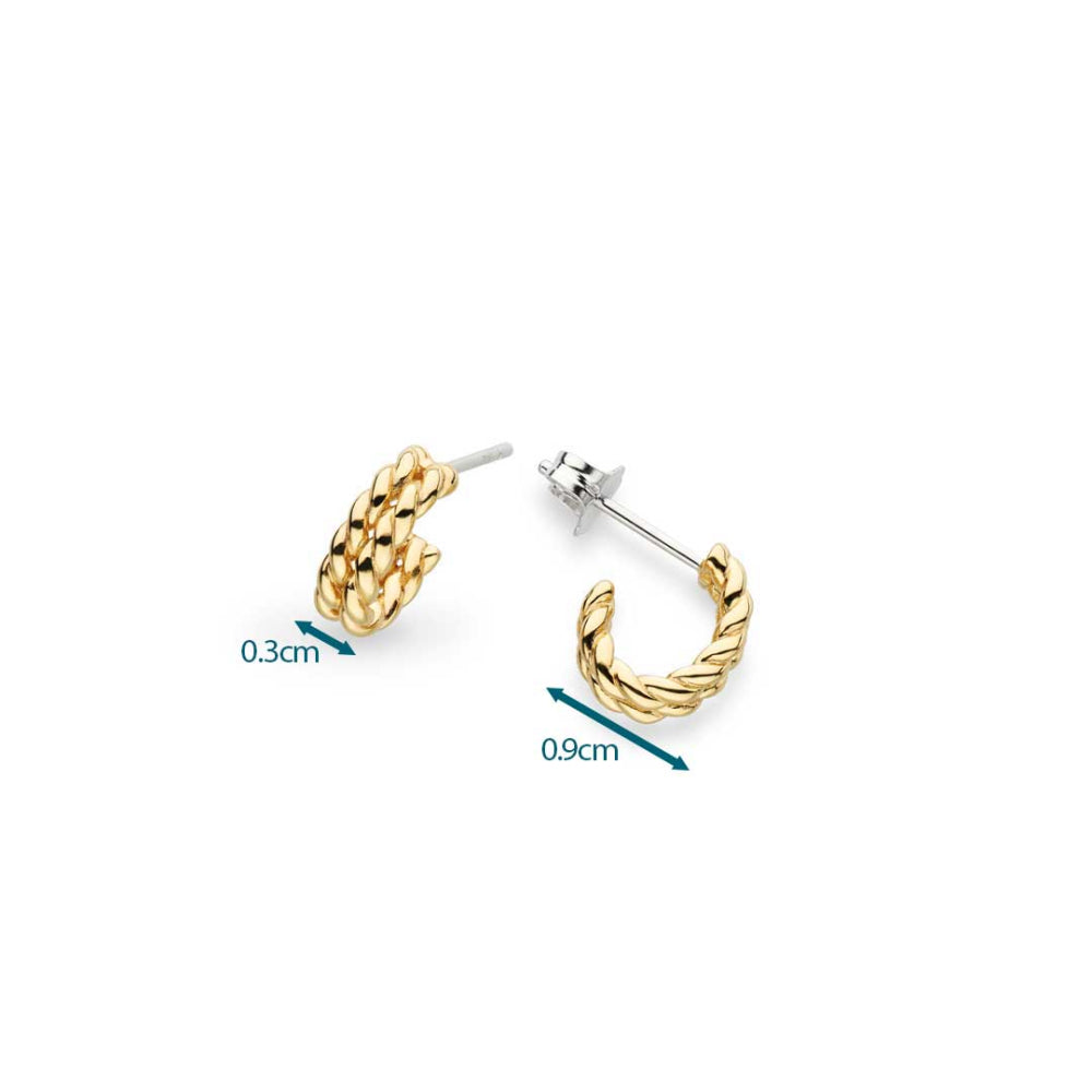 Kit Heath - Marina Rope Golden Stud Hoop Earrings - Gold