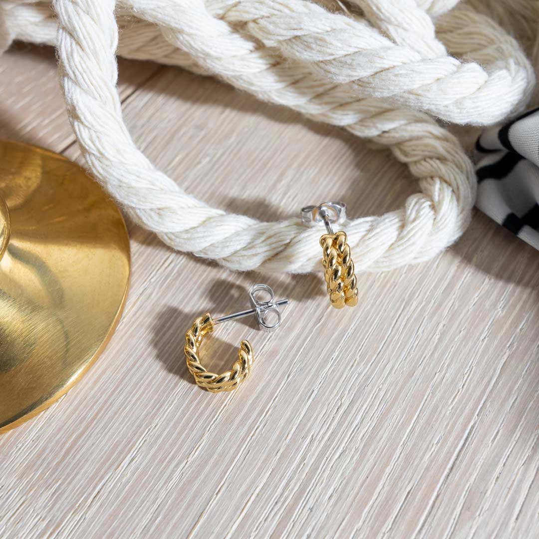 Kit Heath - Marina Rope Golden Stud Hoop Earrings - Gold