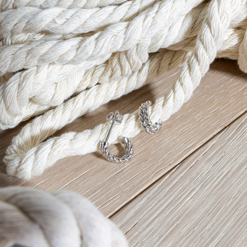 Kit Heath - Marina Rope Stud Hoop Earrings - Silver