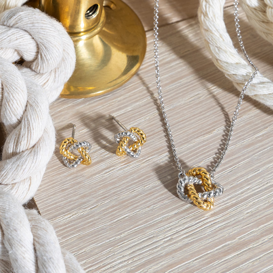 Kit Heath - Marina Rope Knot Golden Stud Earrings - Gold