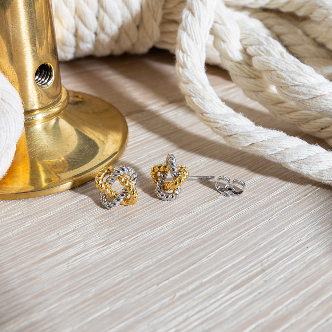 Kit Heath - Marina Rope Knot Golden Stud Earrings - Gold