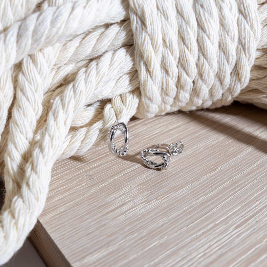 Kit Heath - Marina Rope Twist Stud Earrings - Silver