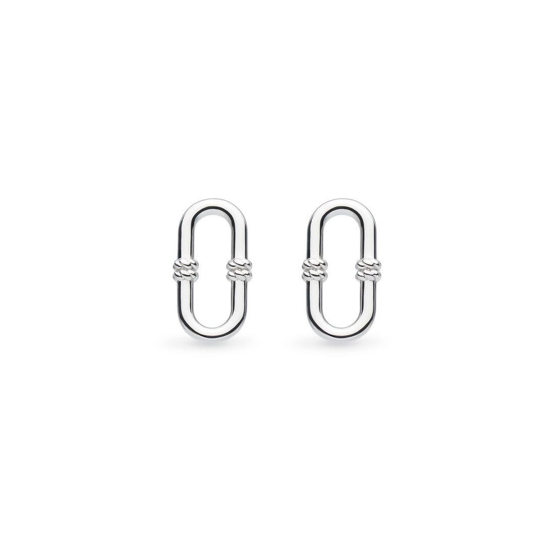 Kit Heath - Marina Rope Bar Link Stud Earrings - Silver