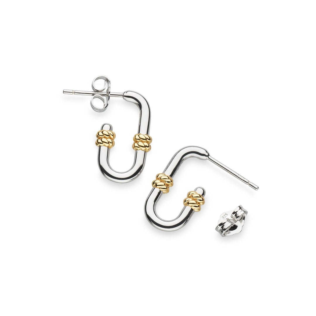 Kit Heath - Marina Rope Bar Link Golden Stud Hoop Earrings - Gold