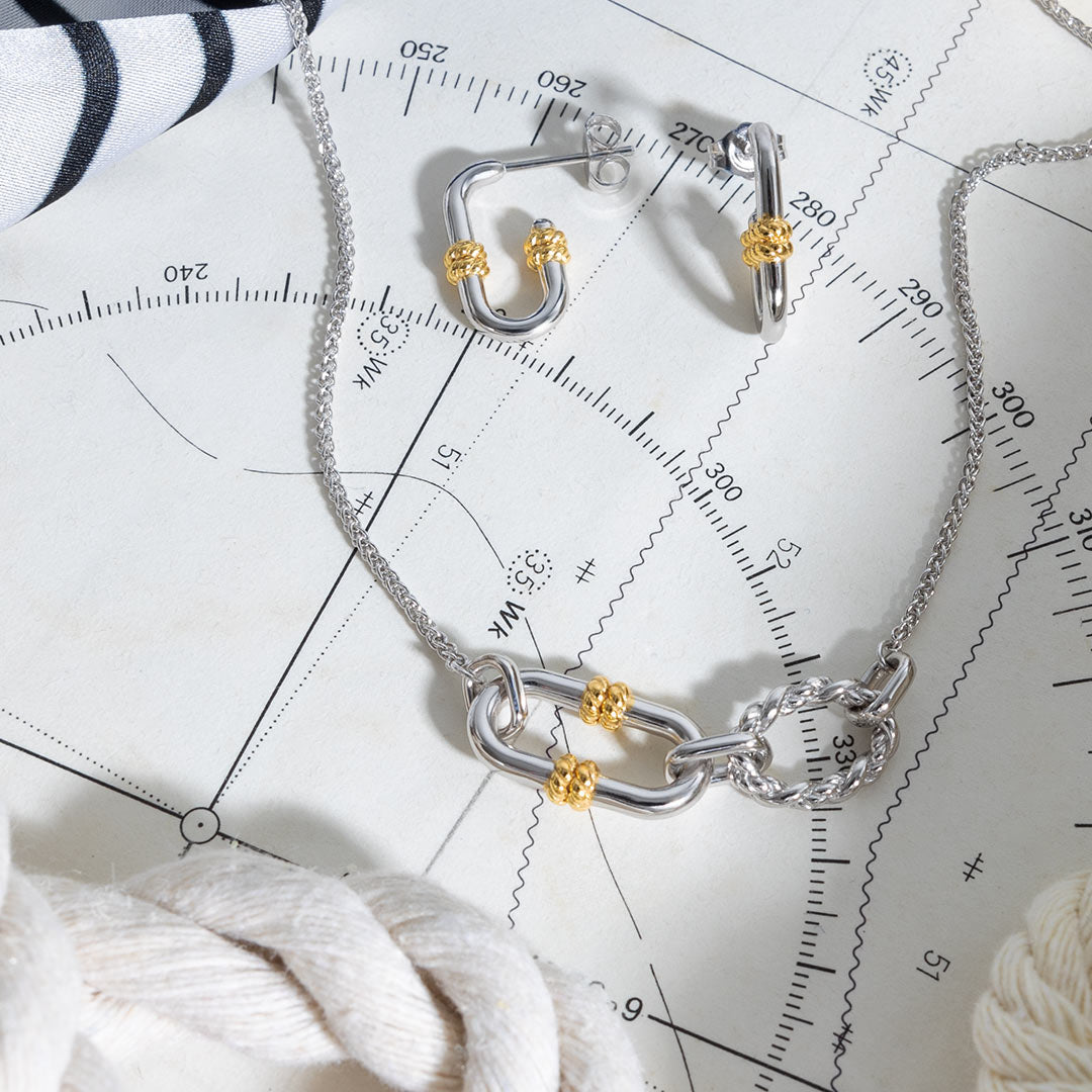 Kit Heath - Marina Rope Bar Link Golden Stud Hoop Earrings - Gold