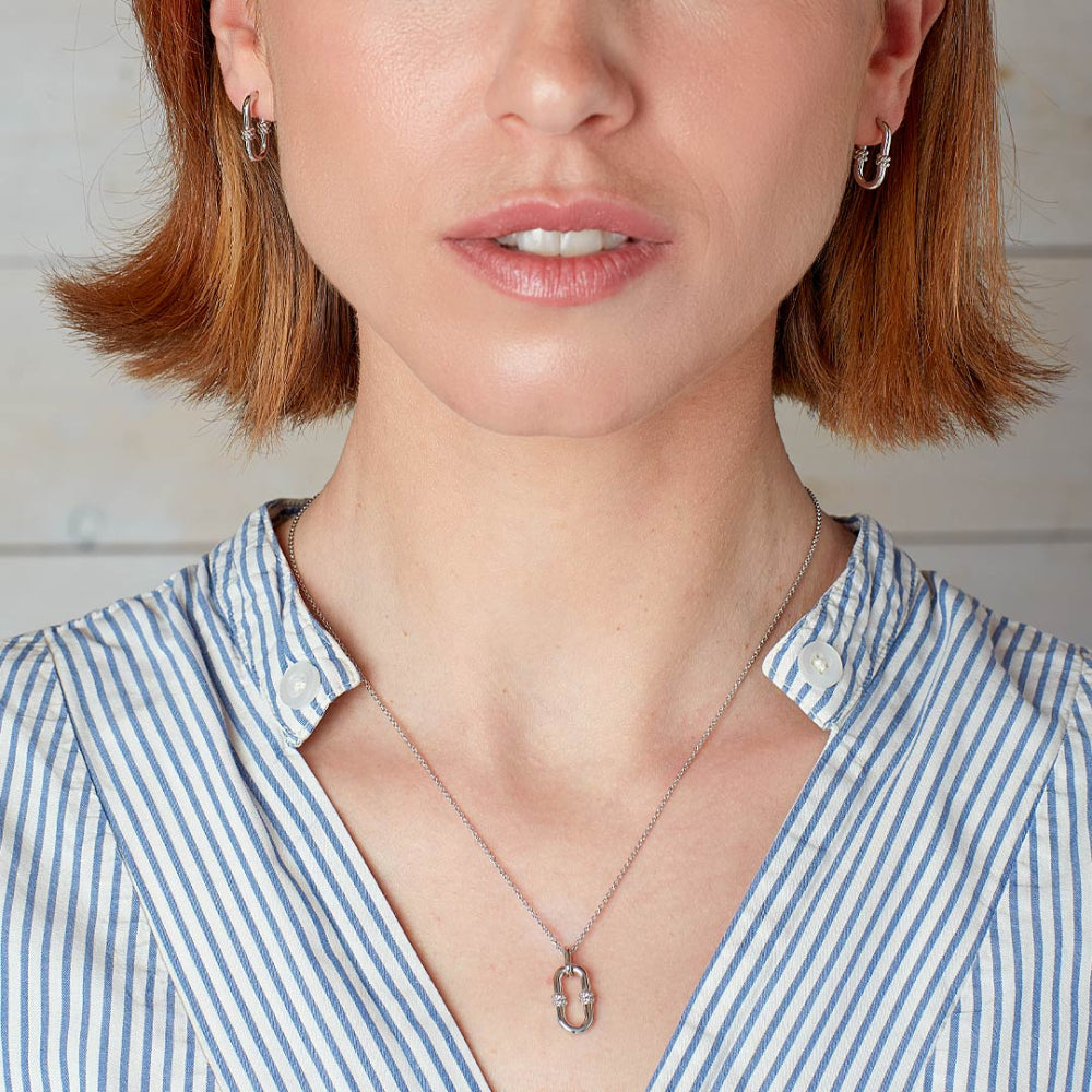 Kit Heath - Marina Rope Bar Link Stud Hoop Earrings - Silver