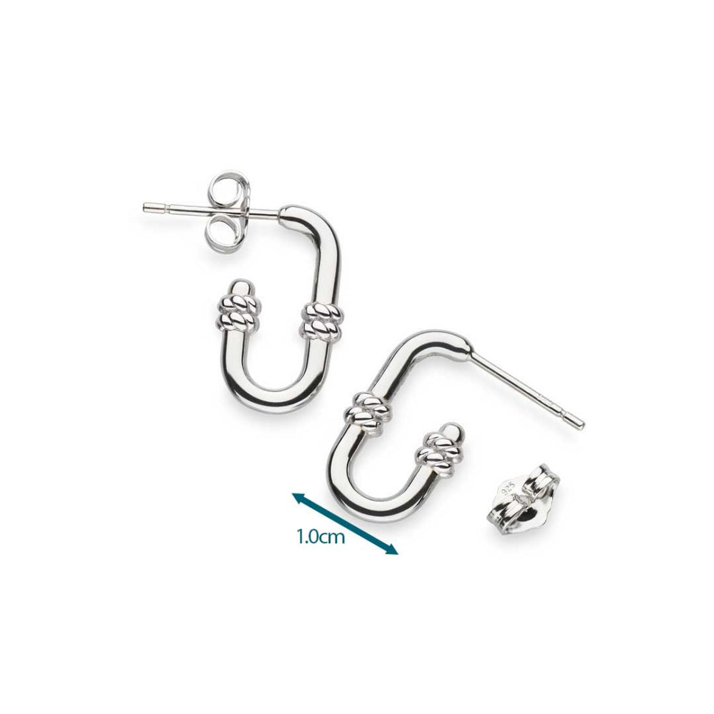 Kit Heath - Marina Rope Bar Link Stud Hoop Earrings - Silver