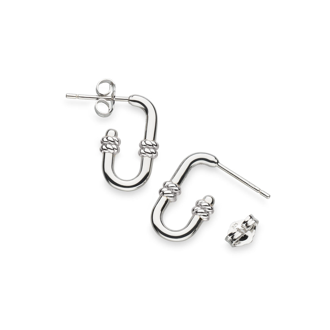 Kit Heath - Marina Rope Bar Link Stud Hoop Earrings - Silver