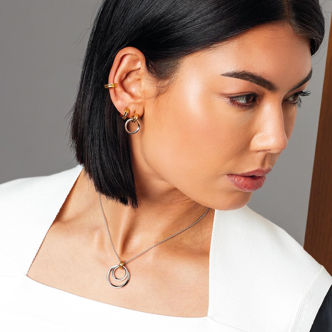 Kit Heath - Bevel Unity Golden Drop Stud Earrings - Gold