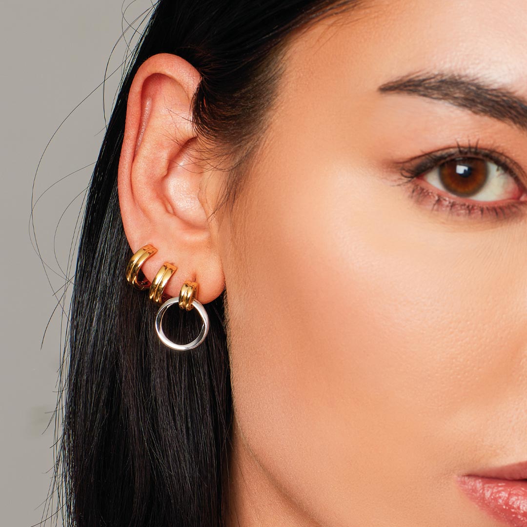 Kit Heath - Bevel Unity Golden Drop Stud Earrings - Gold