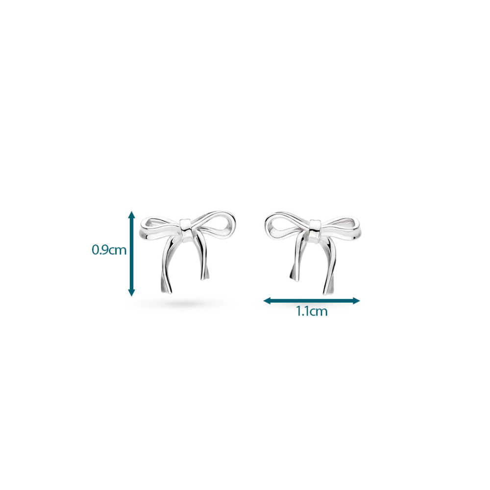 Kit Heath - Serenity Ribbon Bow Dainty Stud Earrings - Silver