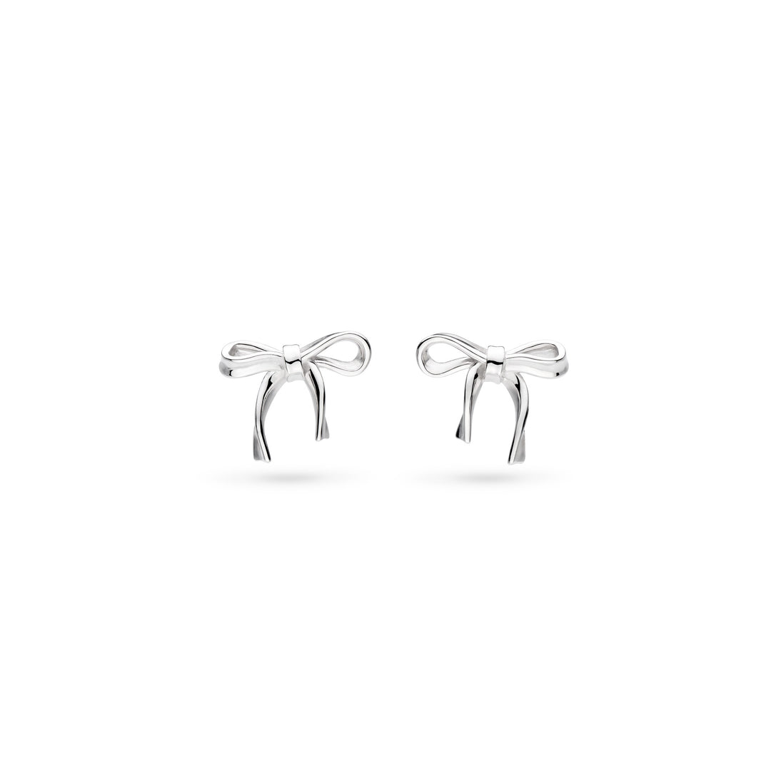 Kit Heath - Serenity Ribbon Bow Dainty Stud Earrings - Silver