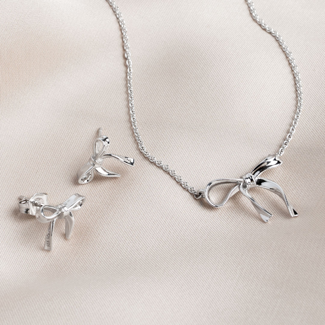 Kit Heath - Serenity Ribbon Bow Necklace - Silver