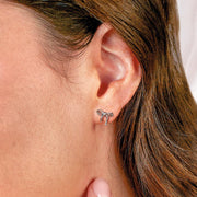 Kit Heath - Serenity Ribbon Bow Dainty Stud Earrings - Silver