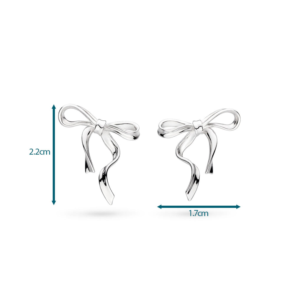 Kit Heath - Serenity Ribbon Bow Stud Earrings - Silver
