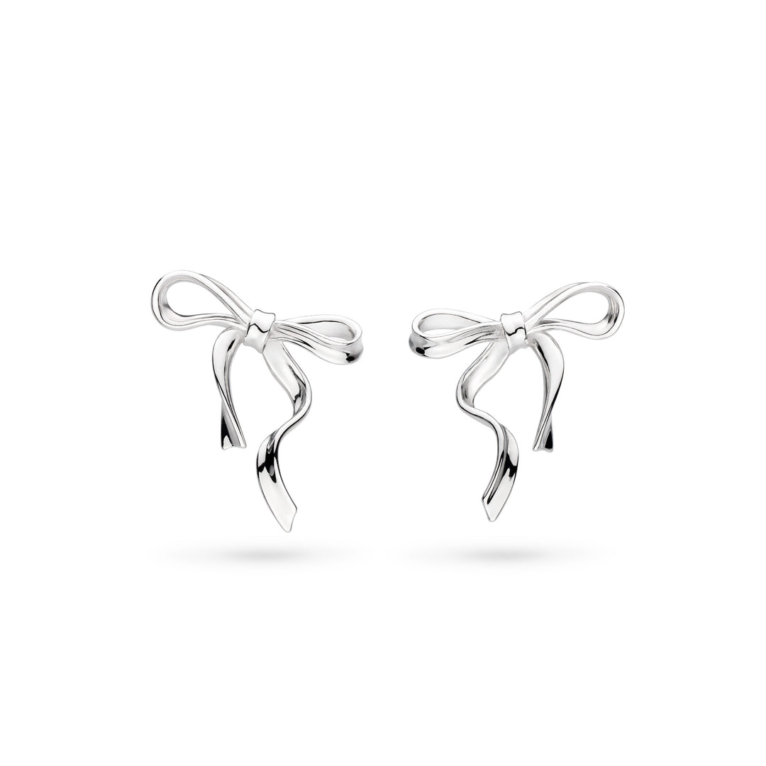 Kit Heath - Serenity Ribbon Bow Stud Earrings - Silver