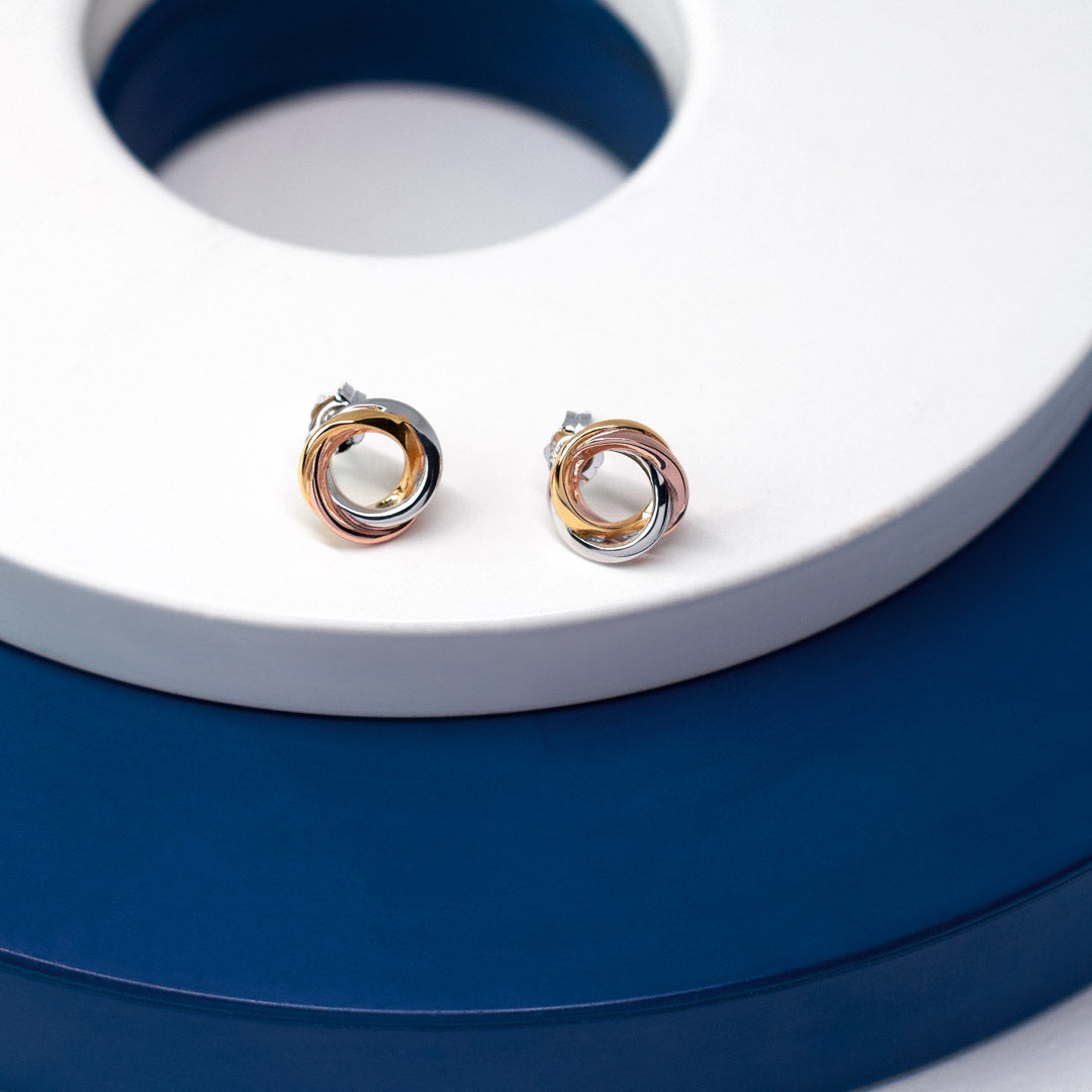 Kit Heath - Bevel Trilogy Stud Earrings - Gold