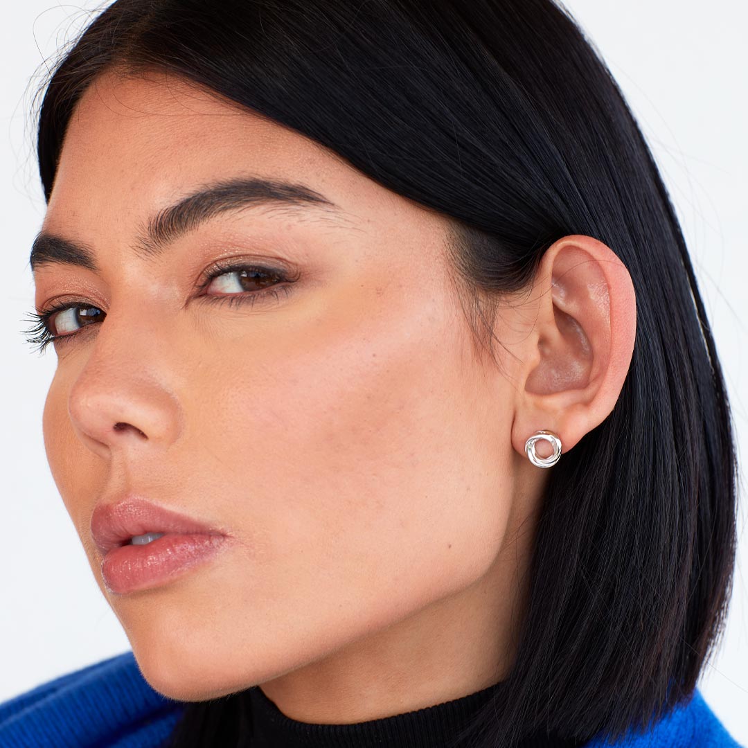 Kit Heath - Bevel Trilogy Stud Earrings - Silver