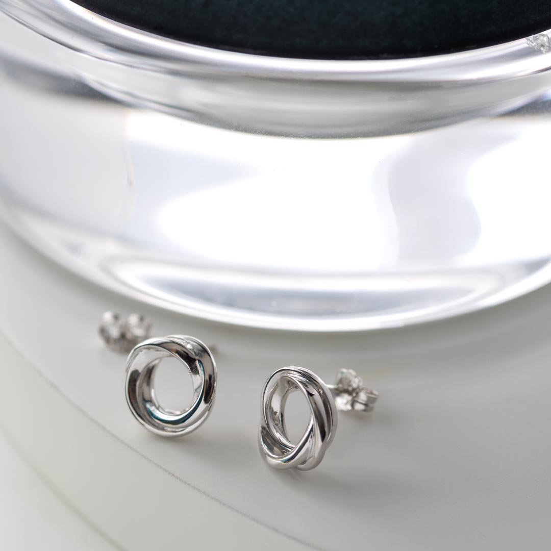 Kit Heath - Bevel Trilogy Stud Earrings - Silver