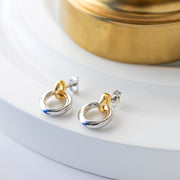 Kit Heath - Bevel Cirque Link Golden Stud Earrings - Silver