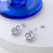 Kit Heath - Bevel Cirque Link Stud Earrings - Silver