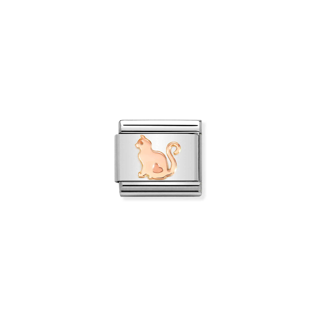 Nomination - Rose Gold Cat Heart Charm
