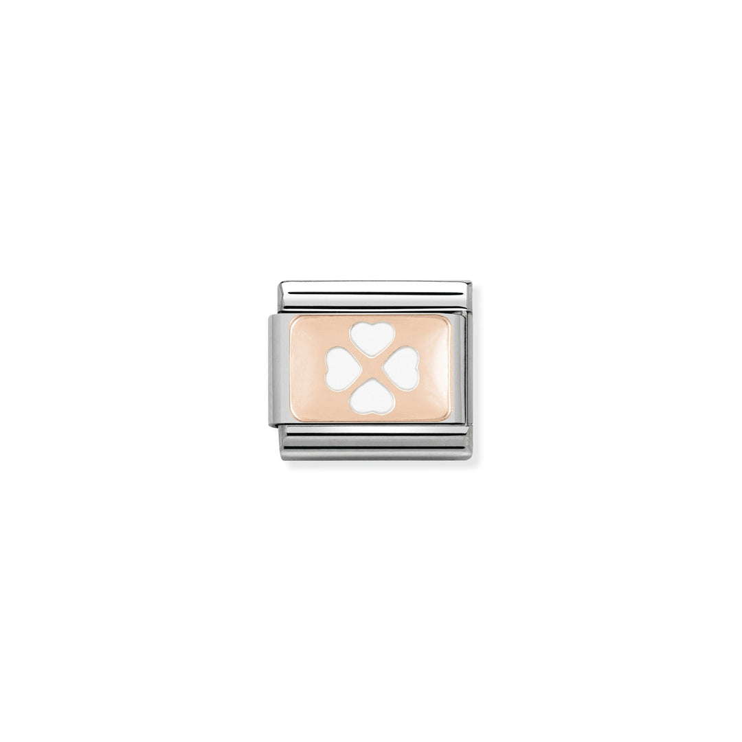 Nomination - Rose Gold Classic White Four-Leaf Clover Charm