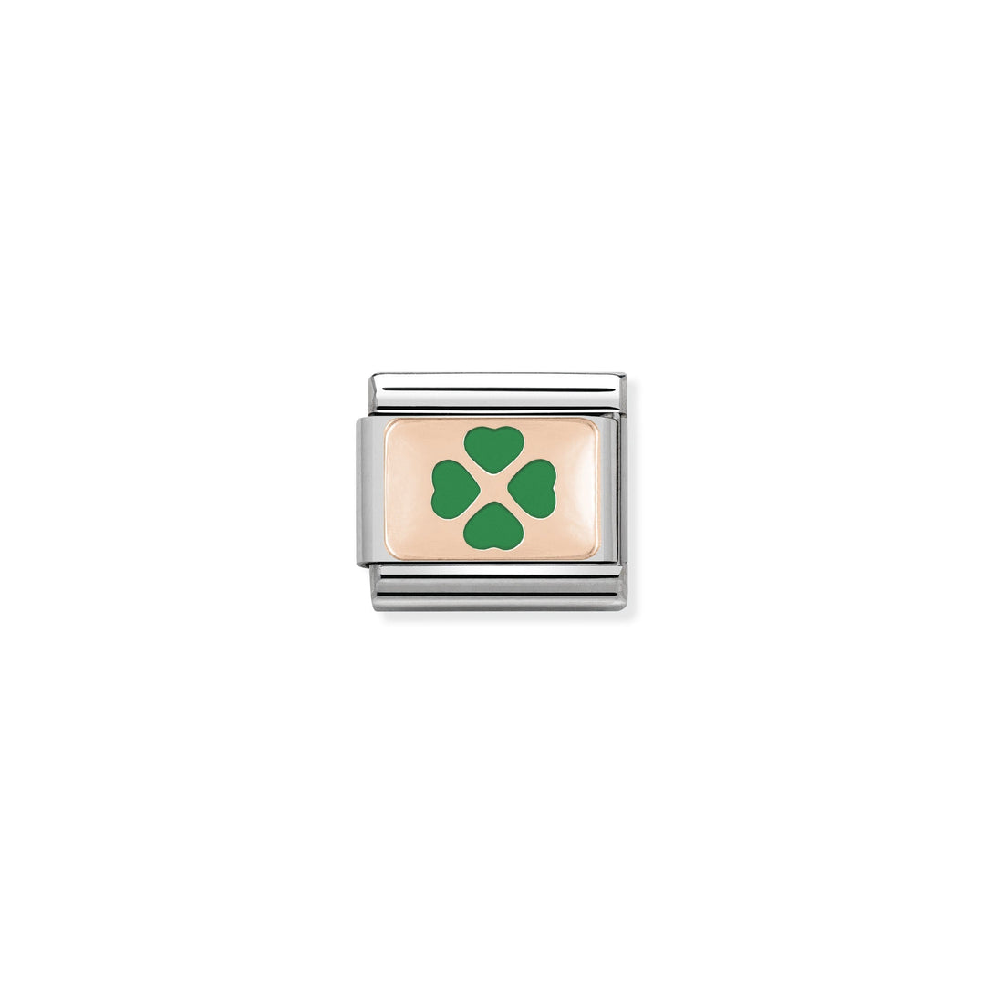 Nomination - Rose Gold Classic Green Four-Leaf Clover Charm