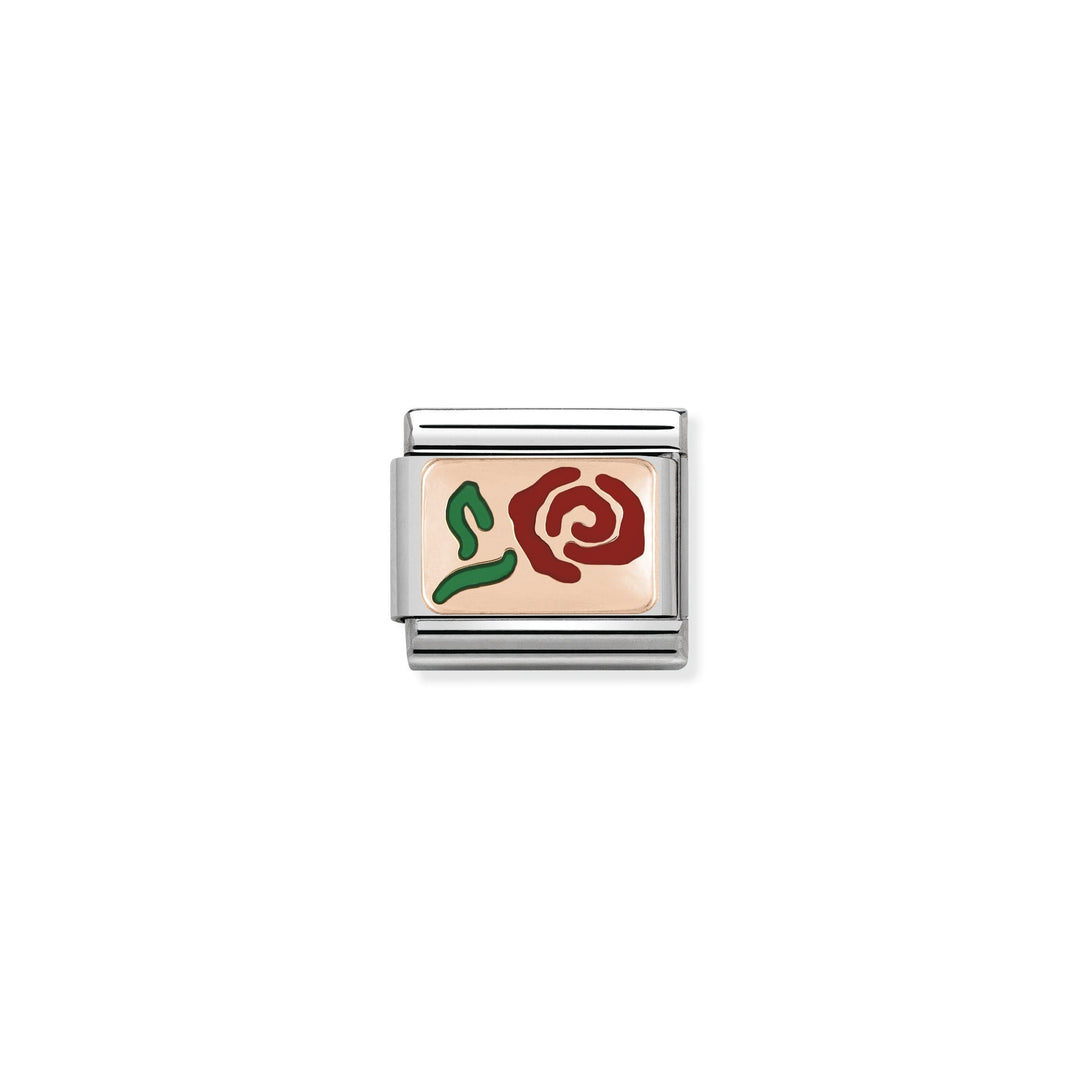 Nomination - Rose Gold Classic Red Rose Charm