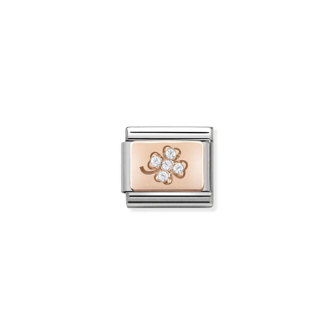 Nomination - Rose Gold Classic CZ Four Leaf Clover Charm