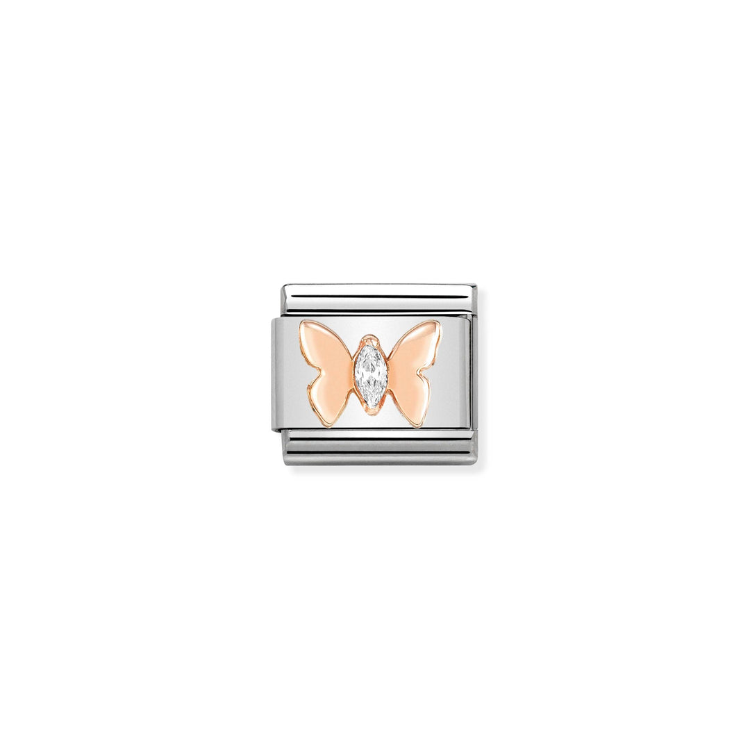 Nomination - Rose Gold Butterfly White CZ Charm