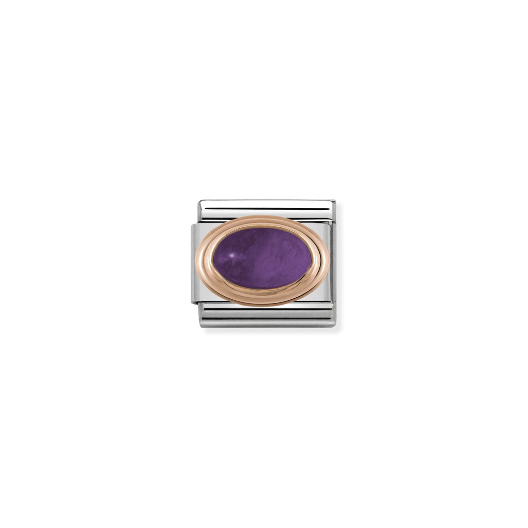 Nomination - Rose Gold Classic Oval Semiprecious Stones Amethyst Charm
