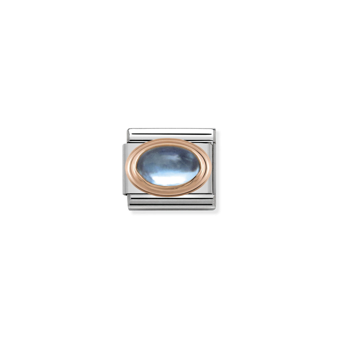 Nomination - Rose Gold Classic Oval Semiprecious Stones Light Blue Topaz Charm